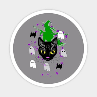 Black Cat, Ghost and witch Magnet